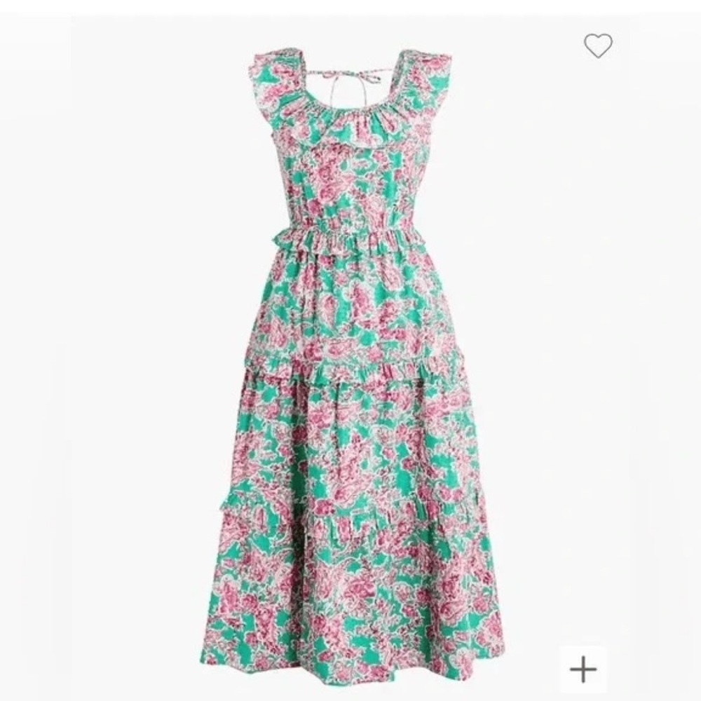 J. Crew Floral Ruffled Tiered Midi Dress